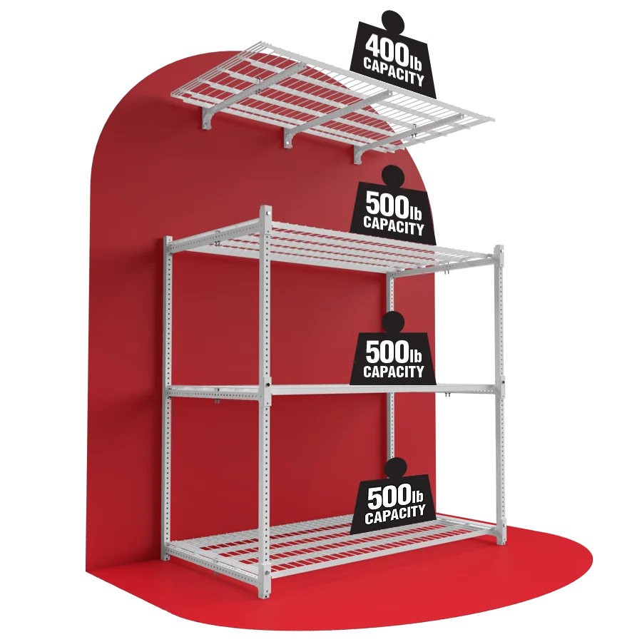 Flexible Floor & Wall Storage Combo One 3 Shelf Floor Unit Plus One Wall Shelf